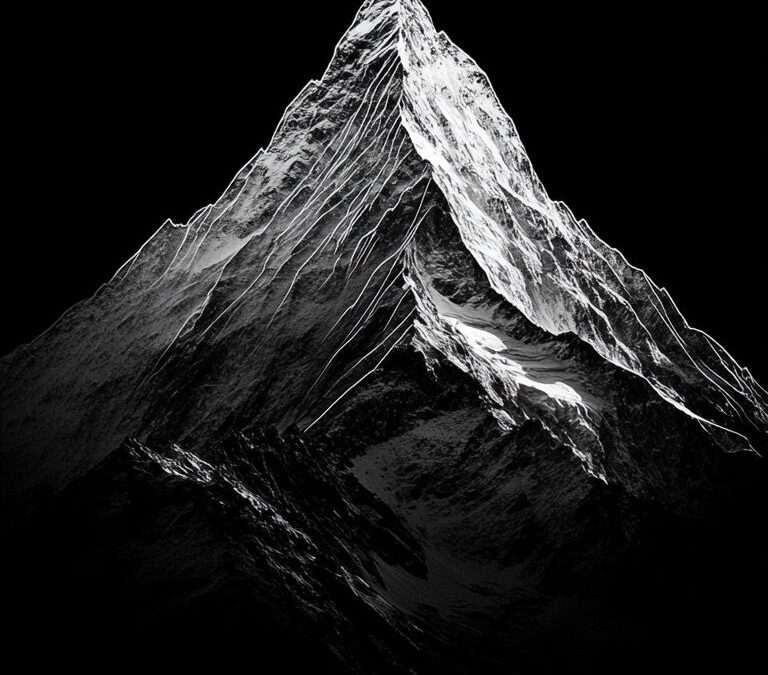 Górski szczyt w monochromie