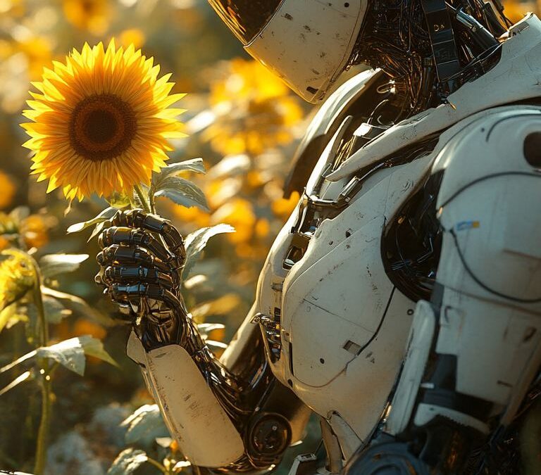 Robot podziwiający piękno natury