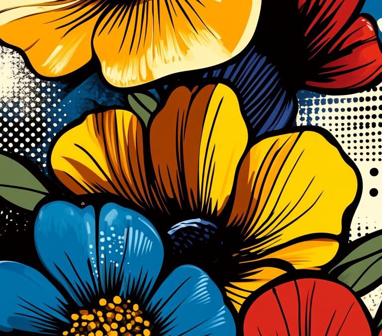 Kolorowe kwiaty w stylu pop-art